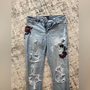 Abercrombie & Fitch Harper Super Skinny Jeans with Embroidered Floral designs